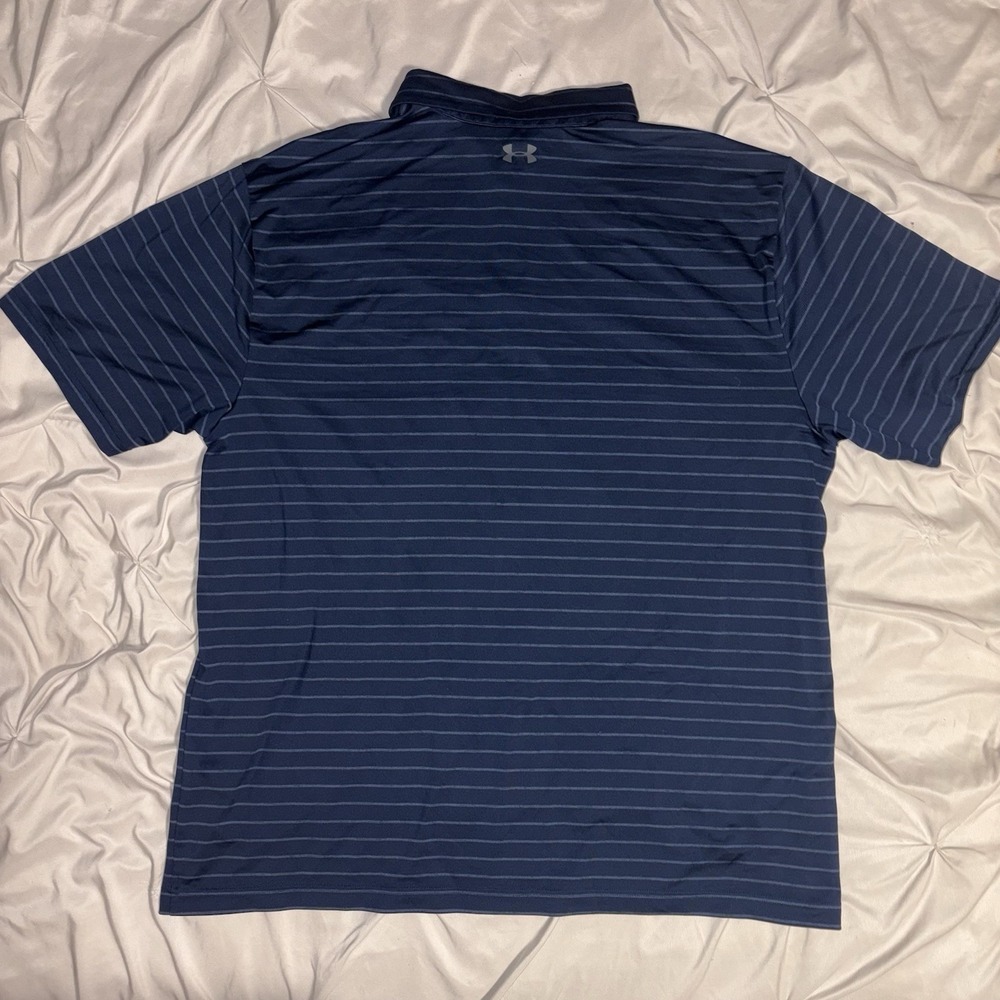 UNDER ARMOUR Playoff‎ Polo Mens 3XL Navy Striped Golf Performance Shirt 1327037 - Picture 6 of 9